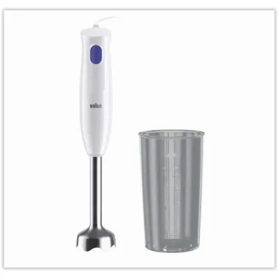 Braun Stabmixer MQ 10.001M | 450 Watt | Edelstahlfuß | EasyTwist System | leicht | 600 ml Messbecher | weiß/blau