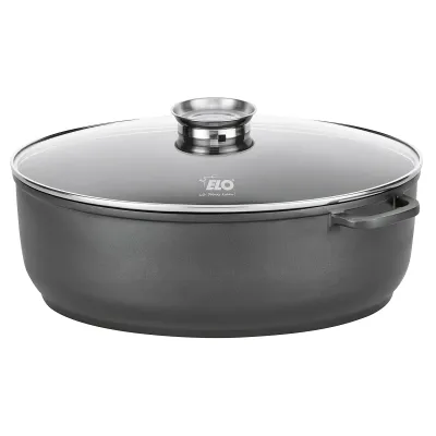 ELO Bräter Alucast 8284826 | ovaler Alugussbräter 38x25 cm | 7L | Antihaft | Glasdeckel | Induktion | Schwarz