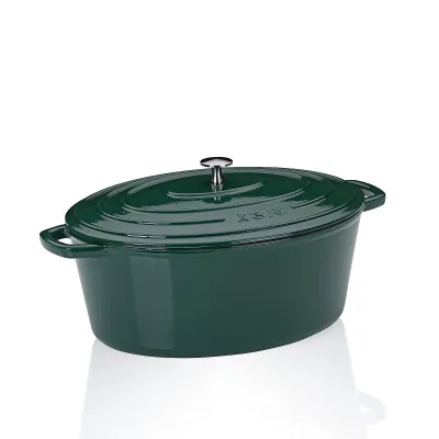 kela Bräter Gusseisen CALIDO 12903 | ovaler Schmortopf 9,3L | Induktion & Backofen | emailliert | smaragdgrün