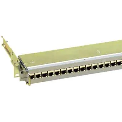 Leviton Patchpanel 19" 12448VB | Cat.6 | 24 Port RJ45 | ausziehbar | geschirmt | 1HE | 10 Gbit | grau RAL7035