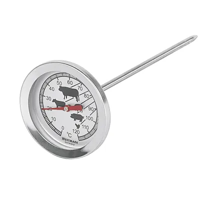 Westmark Bratenthermometer 12692270 | Fleischthermometer analog | Edelstahl 14,5 cm | ofenbeständig bis 250°C | silber