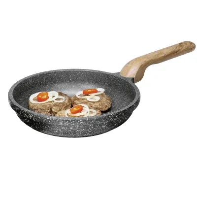 Karl Krüger Bratpfanne Texas 24 cm Aluguss | Granit Optik | PFLUON Antihaft | Induktion | Soft-Touch Holzgriff