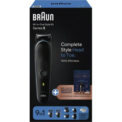 Braun Bart-/Haarschneider MGK5411 + King C. Gillette Mini-Bartpflegeset | All-in-One Trimmer | 8 Aufsätze | Akku