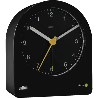 BRAUN Quarz-Wecker BC22 BK | analog | Weckfunktion | Snooze | leuchtende Zeiger | Beleuchtung | schwarz