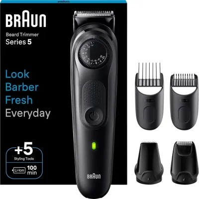 Braun Barttrimmer BT5430 Series 5 | Bartschneider Herren | 40 Längeneinstellungen | 100 Min Akku | wasserdicht | schwarz (B-Ware)