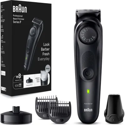 Braun BeardTrimmer BT7440 448372 Akku/Netz sw 5 Aufsätze Reiseetui