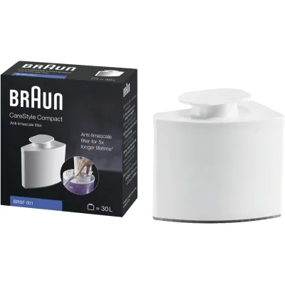 Braun Anti-Kalk-Filter BRSF 001 für CareStyle Compact Dampfbügelstation | Entkalkungsfilter | Weiß