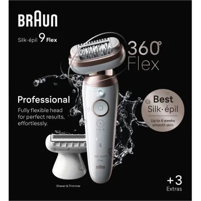 Braun Epilierer Silk-épil 9-030 3D SensoSmart | Nass-Trocken | MicroGrip Pinzette | Ladyshaver | Weiß/Rosa Titan