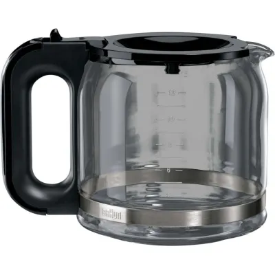 Braun Glaskanne BRSC 005 Ersatzkanne für Kaffeeautomat | 12 Tassen | Glas | PurAroma 7 | transparent schwarz
