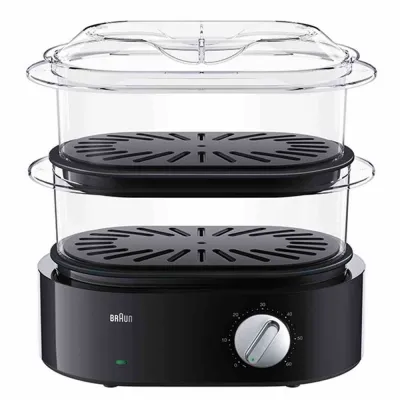 Braun Dampfgarer FS 5100 BK | 2 Dampfkörbe | 3,1L | 850W | BPA-frei | Timer | Schnellstart | schwarz