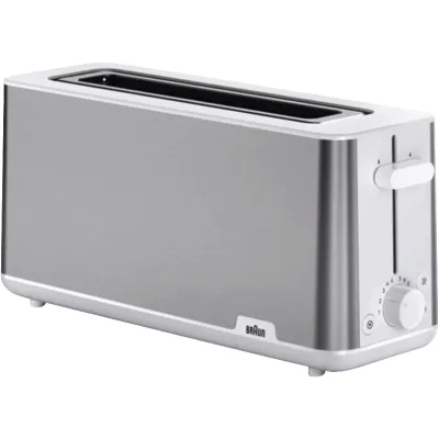 Braun Langschlitz-Toaster HT 1610 WH | 1030 Watt | 25cm Toastschlitz | 8 Bräunungsstufen | Brötchenaufsatz | Weiß