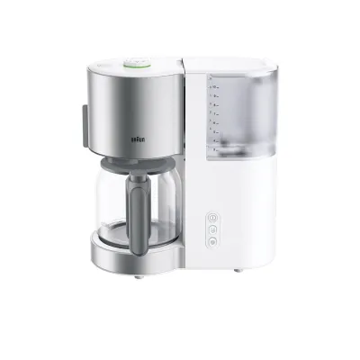 Braun Filterkaffeemaschine KF5120WH | 10 Tassen | AromaSelect | OptiBrew | 1000W | Glaskanne | Weiß/Edelstahl