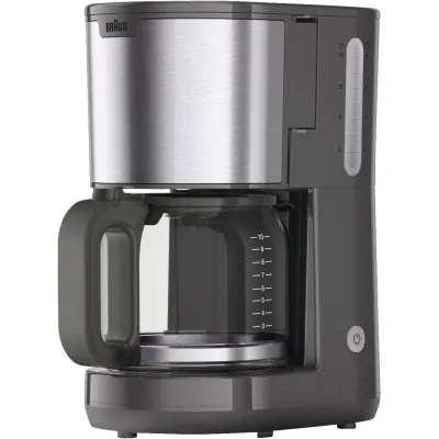 Braun Filterkaffeemaschine KF 1500 GY | OptiBrew System | 15 Tassen | Glaskanne | Tropfstopp | 1000W | grau-edelstahl