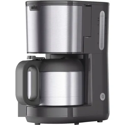 Braun Filterkaffeemaschine KF 1505 GY | OptiBrew System | Isolierkanne | 13 Tassen | 1000 W | Grau-Edelstahl