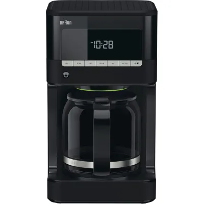 Braun KF 7020 Filterkaffeemaschine | PurAroma 7 | 12 Tassen | OptiBrew | Timer | Entkalkung | Glaskanne | schwarz