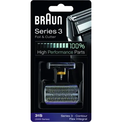 Braun Scherkopf 31S Ersatz für Series 3, Contour, Flex Integral | Scherfolie & Klingenblock silber