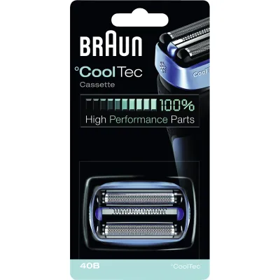 Braun Scherkopf/Scherblatt Kombipack 40B | Ersatz-Scherkopf Rasierer CoolTec CT2, CT4, CT5 | Blau/Schwarz