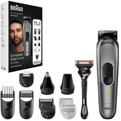 Braun Haarschneide-Set MGK 7440 | Bart- & Haarschneider | Bodygroomer | 9 Aufsätze | Akku | Nass/Trocken | grau