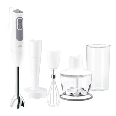Braun Stabmixer MQ 3137 MultiQuick 3 Vario | 750W | 11 Stufen | Edelstahl | Zerkleinerer | Schneebesen | Weiß/Grau