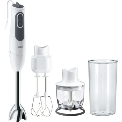 BRAUN Stabmixer MQ 3125B | 750 Watt | Edelstahlfuß | 11 Stufen & Turbo | PowerBell Plus | Zerkleinerer | Weiß/Grau