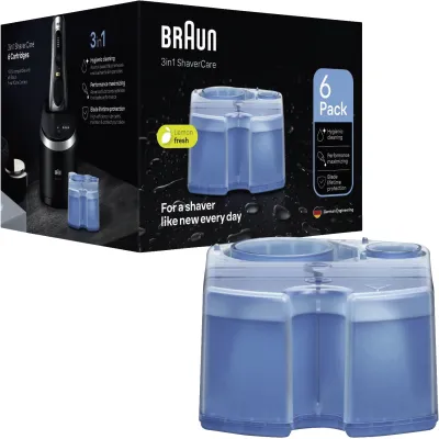 Braun Reinigungskartuschen CCR6 226356 | 3-in-1 ShaverCare | 6er Pack | Für Braun Reinigungsstationen | Zitronenduft