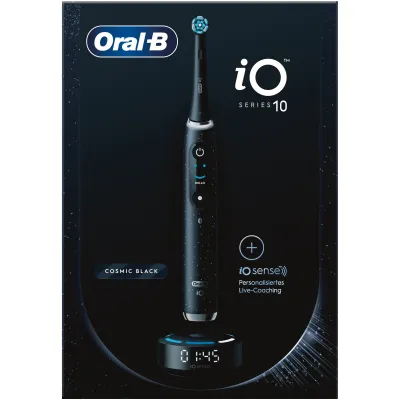 Oral-B Elektrische Zahnbürste iO Series 10 Cosmic Black | 7 Programme | Andruckkontrolle | Timer | Reiseetui | Schwarz