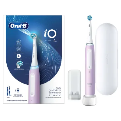 Oral-B Elektrische Zahnbürste iO Series 4 | Magnet-Technologie | 4 Putzprogramme | Reiseetui | Kinder | lavender