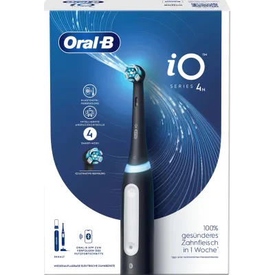Oral-B Elektrische Zahnbürste iO Series 4 415022 | Magnetische iO-Technologie | 4 Putzprogramme | Reiseetui | Matt Black