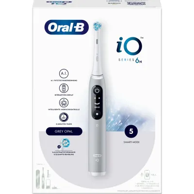 Oral-B Elektrische Zahnbürste iO Series 6 | Magnet-Technologie | 5 Putzprogramme | 2 Bürsten | Reiseetui