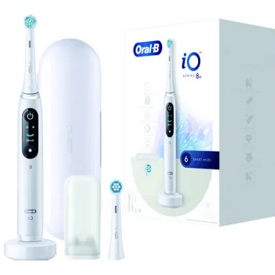 Oral-B Elektrische Zahnbürste iO Series 8N JAS22 | Magnetische iO-Technologie | 6 Modi | Timer | White Alabaster