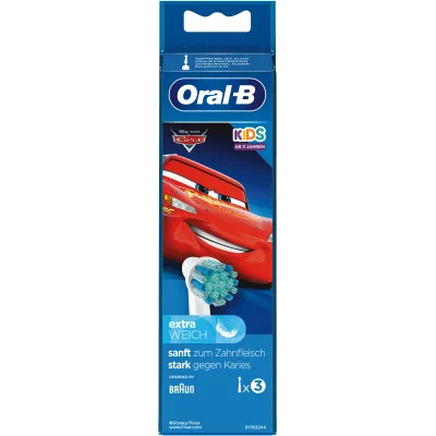 Oral-B Aufsteckbürsten Kids Cars 3er Set | Ersatzbürsten ab 3 Jahren | extra weich | kompatibel mit Oral-B Kids