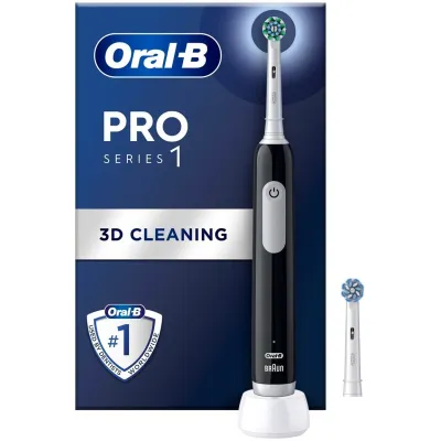 ORAL-B elektrische Zahnbürste Pro 1 Series black | Sensitiv-Modus | Drucksensor | 3 Putzprogramme | 4-Zonen-Timer