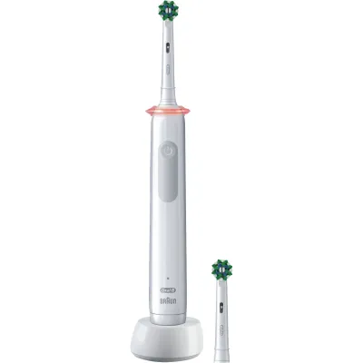 Oral-B Elektrische Zahnbürste Pro 3 3000 Cross Action | 3D Reinigung | 3 Modi | Timer | 360° Andruckkontrolle | Weiß