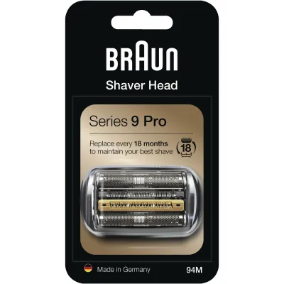 Braun Scherkopf Kombipack 94M | Ersatzscherkopf Series 9 Pro Rasierer | kompatibel 9475cc 9460s 9365cc | silbern