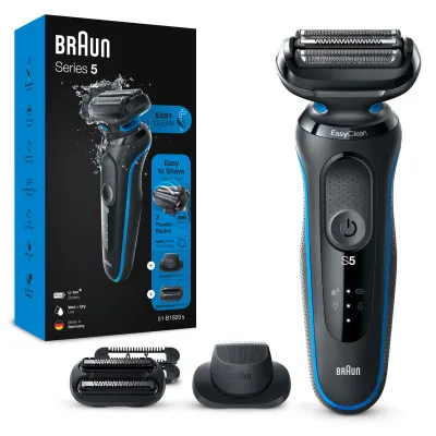 Braun Series 5 51-B1820s Elektrorasierer | Herrenrasierer nass & trocken | EasyClean | Präzisionstrimmer | schwarz/blau