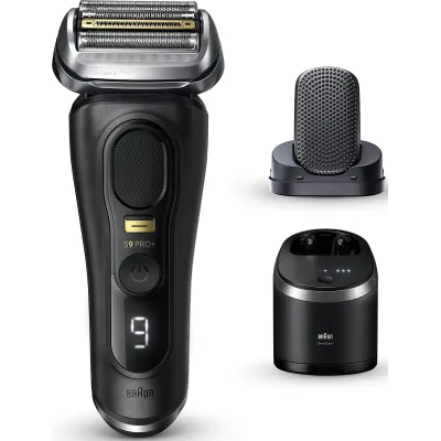 Braun Elektrorasierer Series 9 Pro+ 9590cc Nass-Trockenrasierer | Akku | Doppel-Scherfolie | Reinigungsstation | schwarz