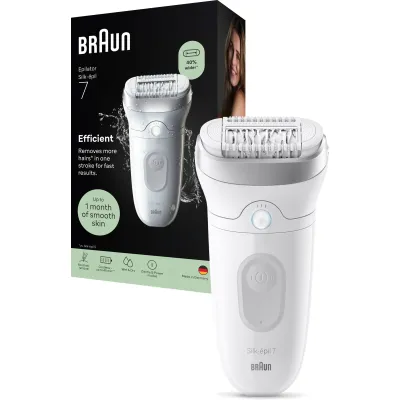 Braun Epilierer Silk-épil 7 SE7-000 | Wet & Dry | MicroGrip-Technologie | Akkubetrieb | grau/silber