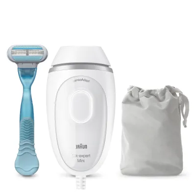 Braun IPL-Haarentfernungsgerät Silk-expert Pro Mini PL1124 | dauerhaft glatte Haut | SkinPro Sensor | Mini-Design | weiß
