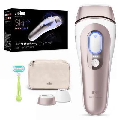 Braun IPL Haarentfernungssystem Skin i-expert Pro PL7253 | glatte Haut | 3 Aufsätze | Venus Rasierer | weiß/roségold