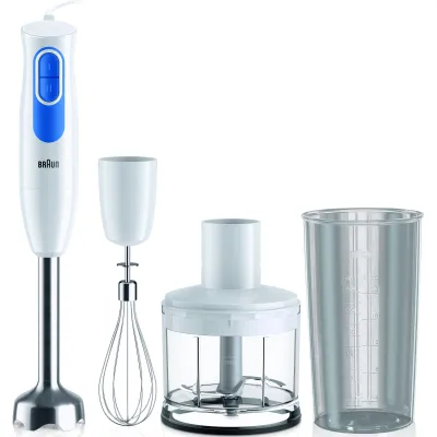 Braun Stabmixer-Set MQ20236MWH | 600 Watt | 2 Geschwindigkeiten | Zerkleinerer 500 ml | Schneebesen | BPA-frei