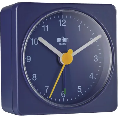 Braun Quarzwecker BC02BL 67080 | analoge Tischuhr | Weckfunktion | Crescendo-Alarm | leises Laufwerk | blau
