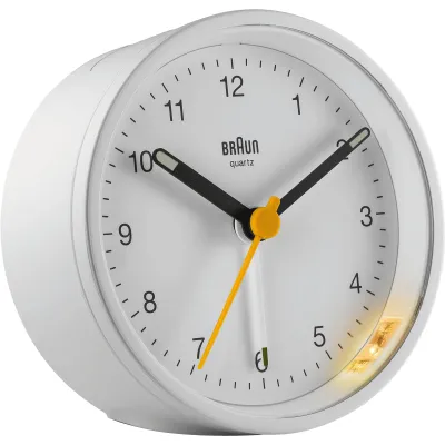 Braun Quarzwecker BC12W | analog | leise | Crescendo-Alarm | Beleuchtung | Weckwiederholung | weiß