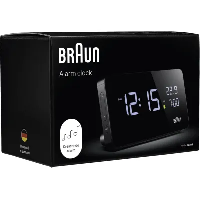 Braun BC20B Digitaler Wecker | Tischuhr | digitale Anzeige | Datumsanzeige | Weckfunktion | USB-C | Schwarz
