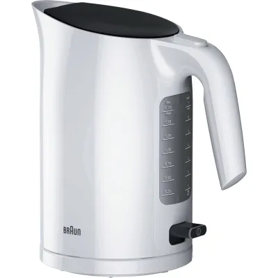 Braun Wasserkocher WK 3110 WH | 1,7 Liter | 3000 Watt | Schnellkochsystem | Anti-Kalk-Filter | kabellos | weiß
