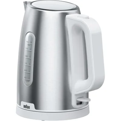 Braun Wasserkocher WK 1500 WH | 1,7 Liter | Edelstahl | 2200 Watt | schnurlos | Kalkfilter | Schnellkochsystem | weiß