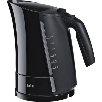 Braun Wasserkocher WK 300 Multiquick 3 | 1,6 Liter | 2200 Watt | Schnellkochsystem | Kalkfilter | Schwarz