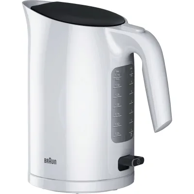 Braun Wasserkocher WK 3100 WH | 1,7 Liter | 2200 Watt | Schnellkochsystem | Anti-Kalk-Filter | 360°-Sockel | Weiß