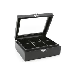 Bredemeijer Teebeutelbox schwarz mit 6 Fächern und Fenster 184011