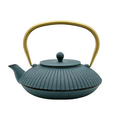 Bredemeijer Teekanne Linhai 153031 | Gusseisen 1,1l | emaillierte Innenseite | asiatisches Design | Petrol Blau | 2023