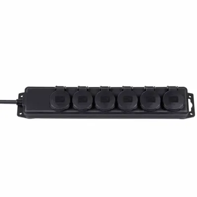 Brennenstuhl Steckdosenverteiler 1159970 | 6-fach Outdoor Steckdosenleiste | IP44 | 2m Kabel | schwarz
